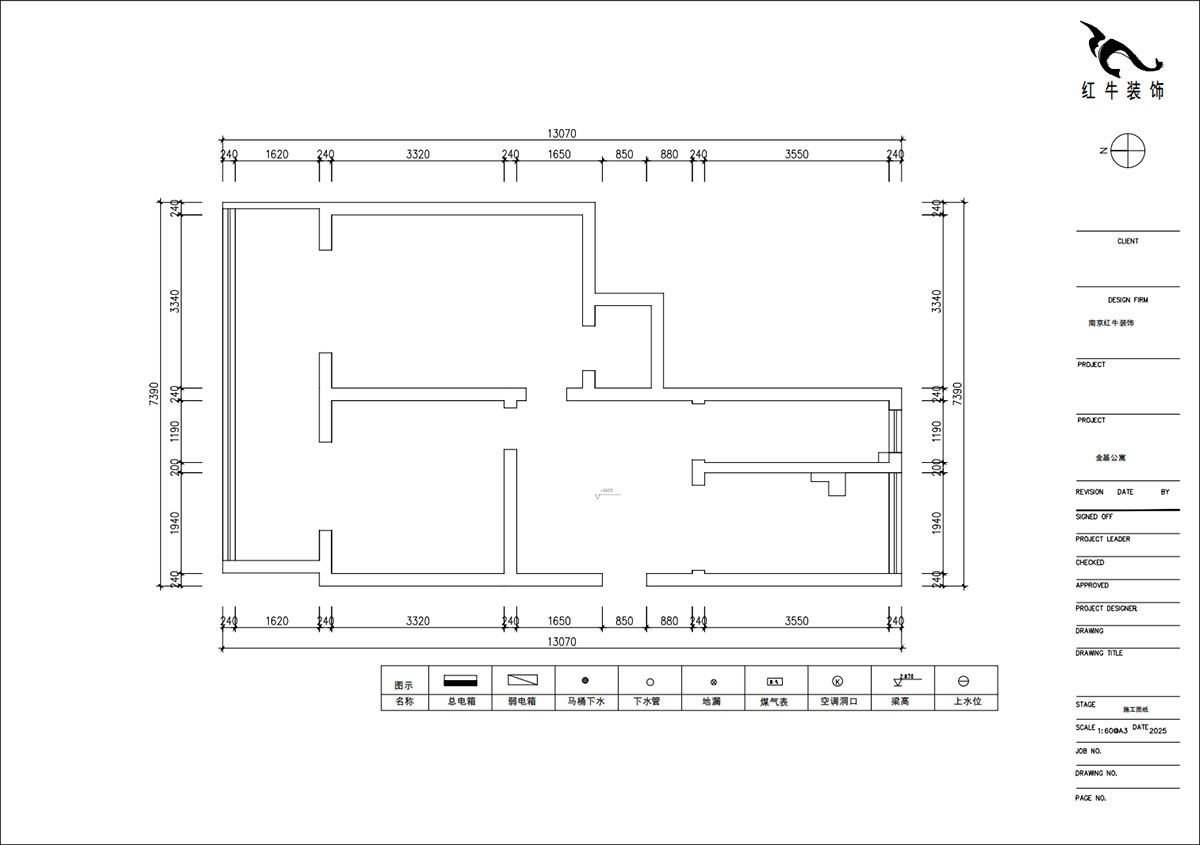 朱明琪｜金基公寓4-105-73㎡-原木风格｜3室1厅1卫｜老房改造｜定制家｜全包11万｜00_01原始结构图